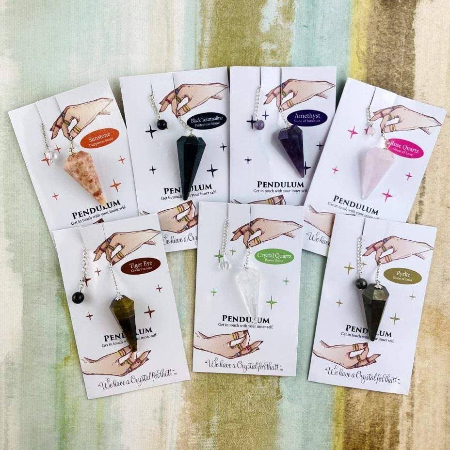 Crystal Stone Pendulum on Chain-Black Tourmaline