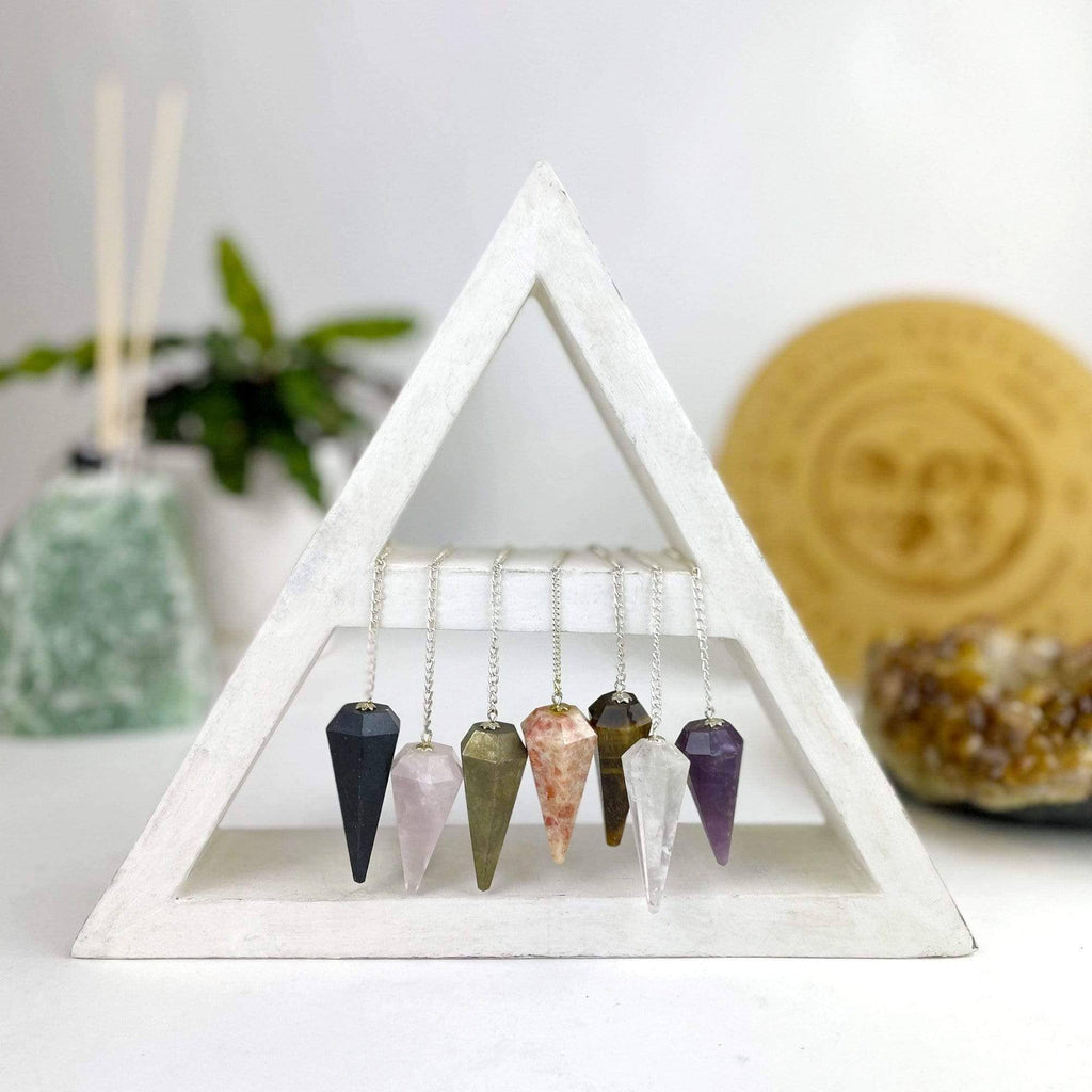 Crystal Stone Pendulum on Chain-Black Tourmaline