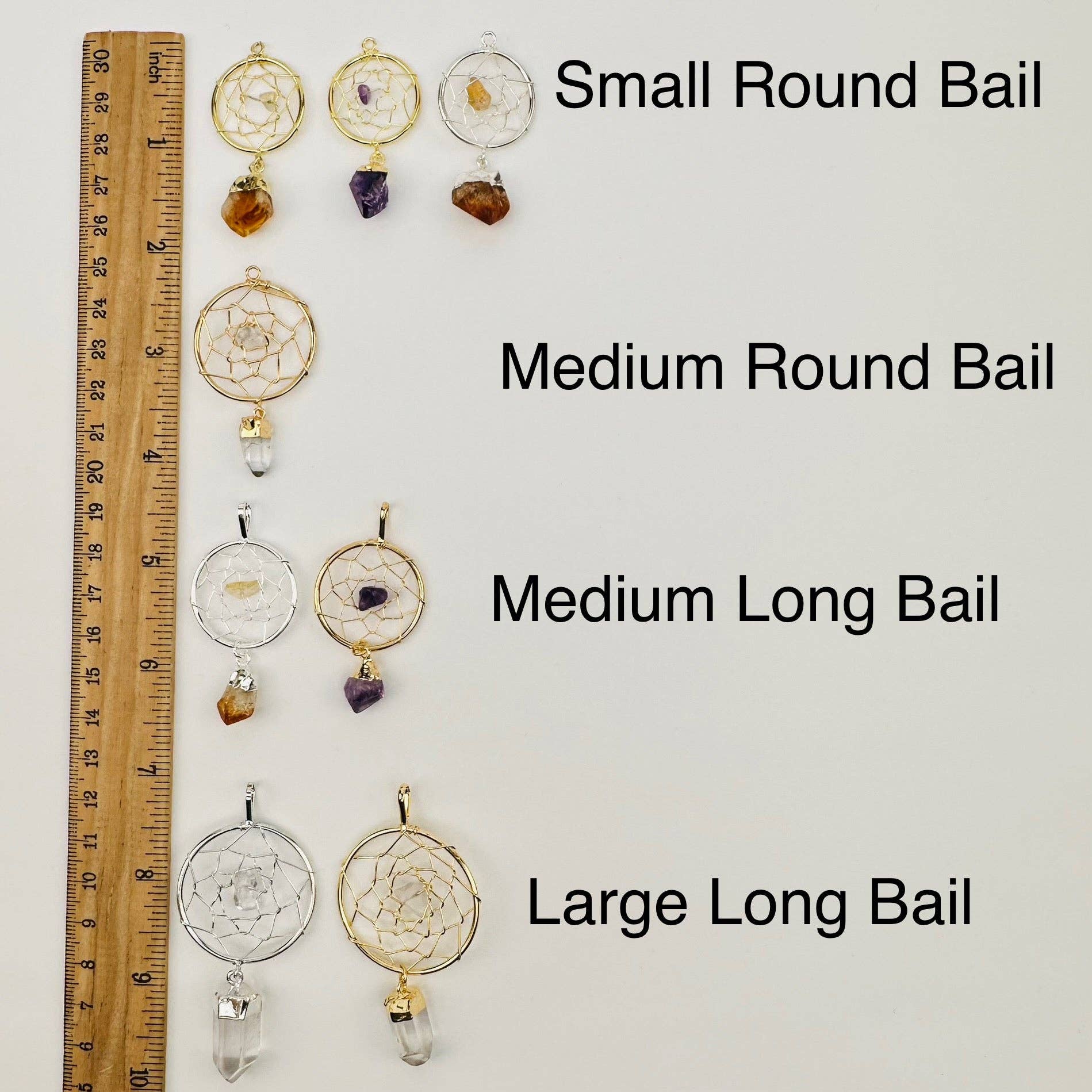 Dream Catcher Pendant with Crystal Point: Amethyst