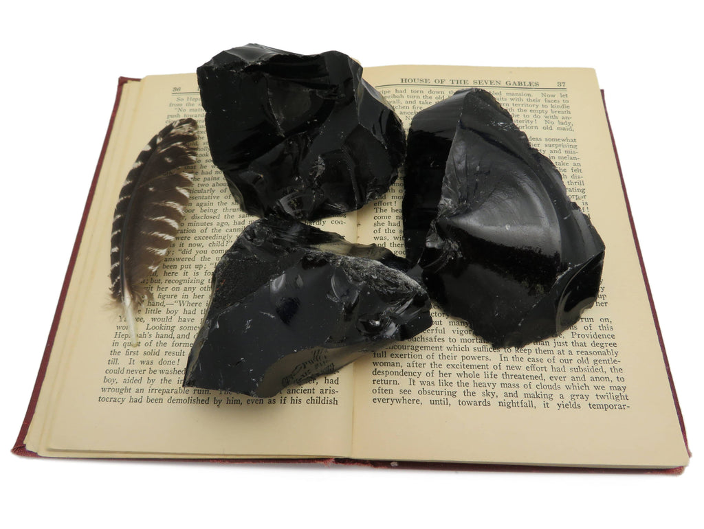 Crystal Obsidian Chunk - Natural Raw Black Stone
