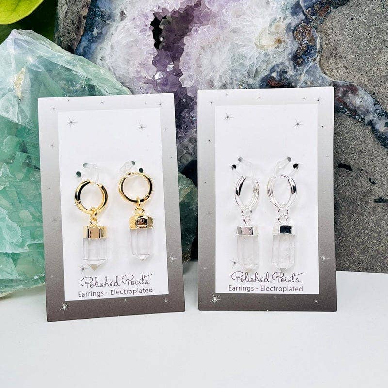 Crystal Point Earrings: Citrine / Gold