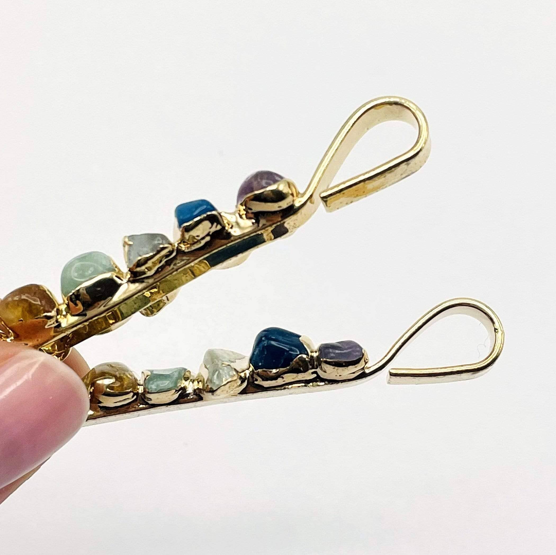 Crystal Chakra Tumbled Aligned Pendants (S10B): Gold