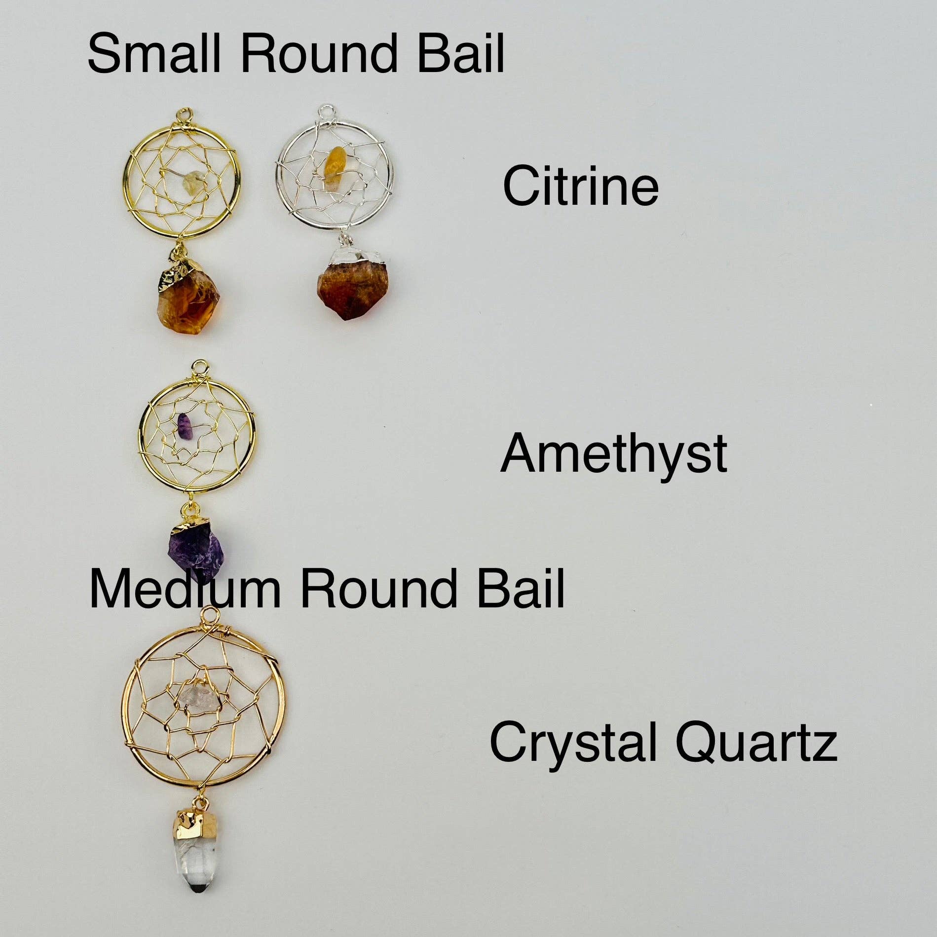 Dream Catcher Pendant with Crystal Point: Amethyst