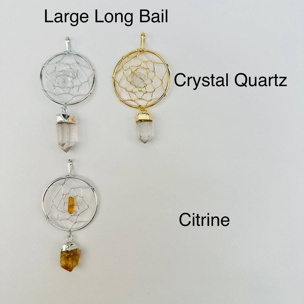 Dream Catcher Pendant with Crystal Point: Amethyst