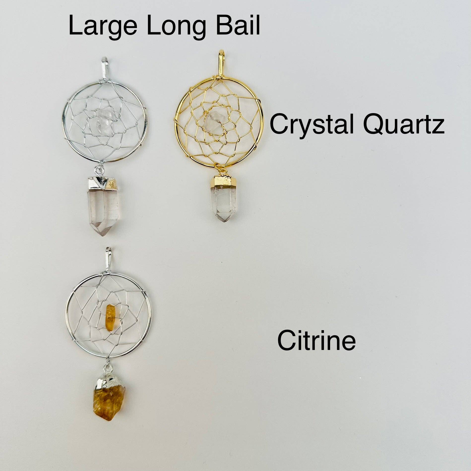 Dream Catcher Pendant with Crystal Point: Amethyst