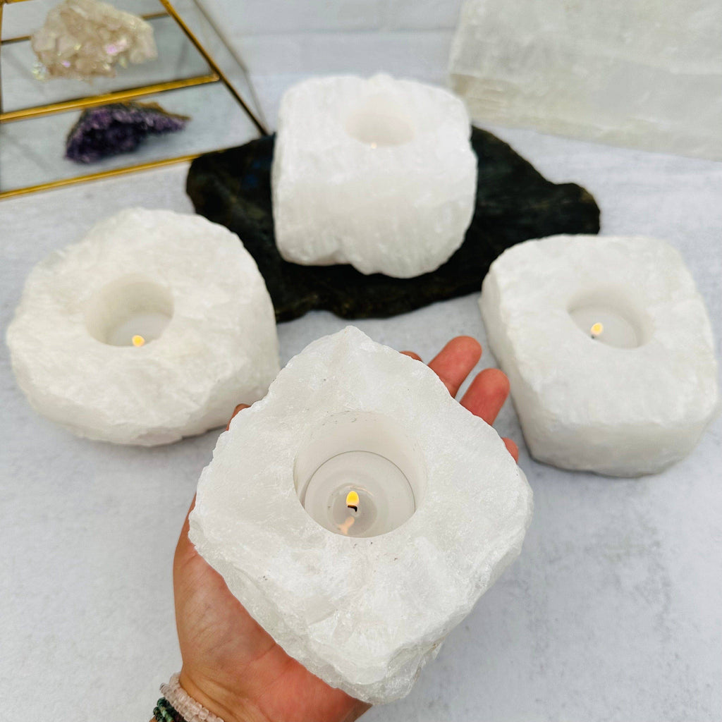 Crystal Clear Quartz Candle Holder: 1 candle holder