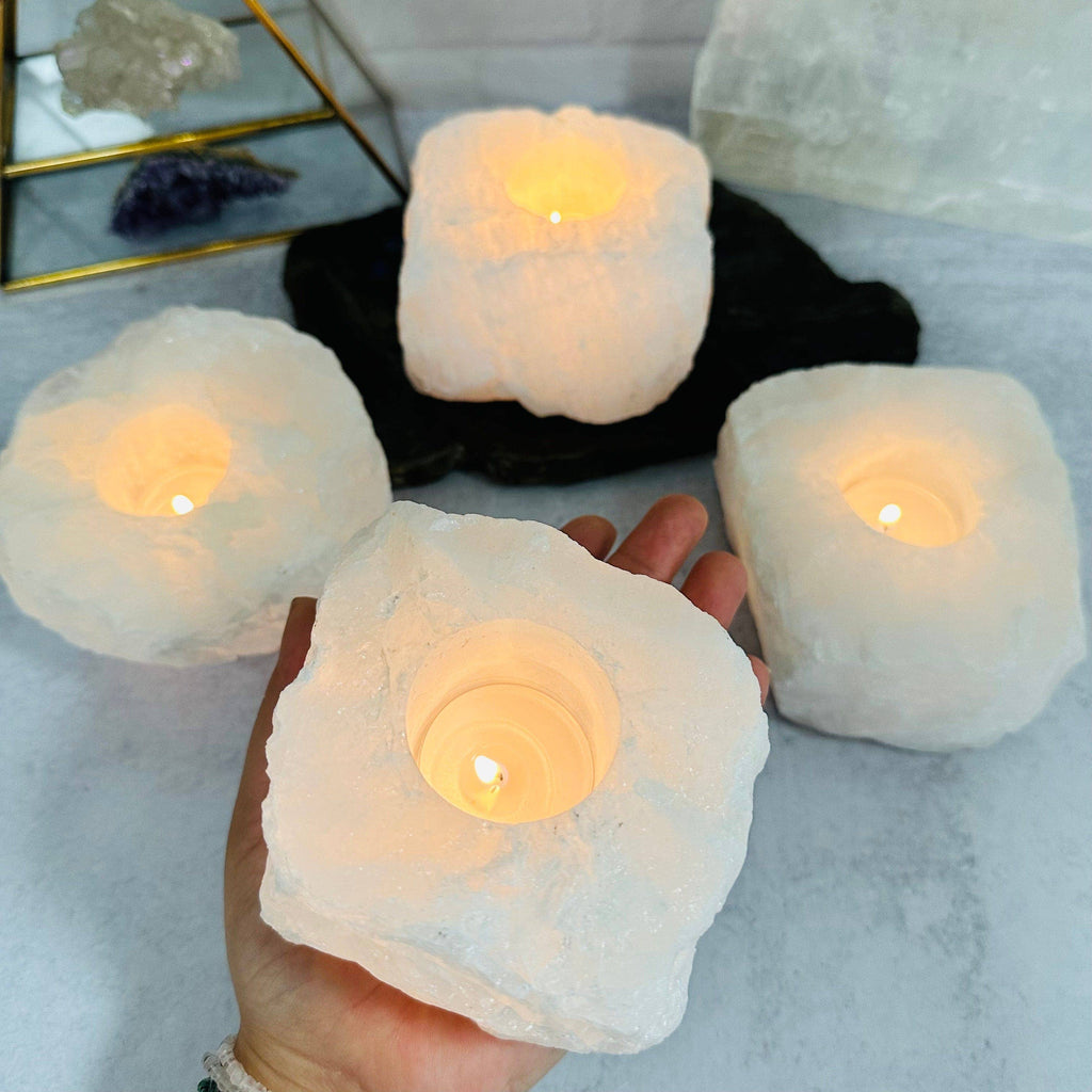 Crystal Clear Quartz Candle Holder: 1 candle holder