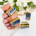 Crystal Blue Kyanite Ring with 24k Gold Electroplated Band