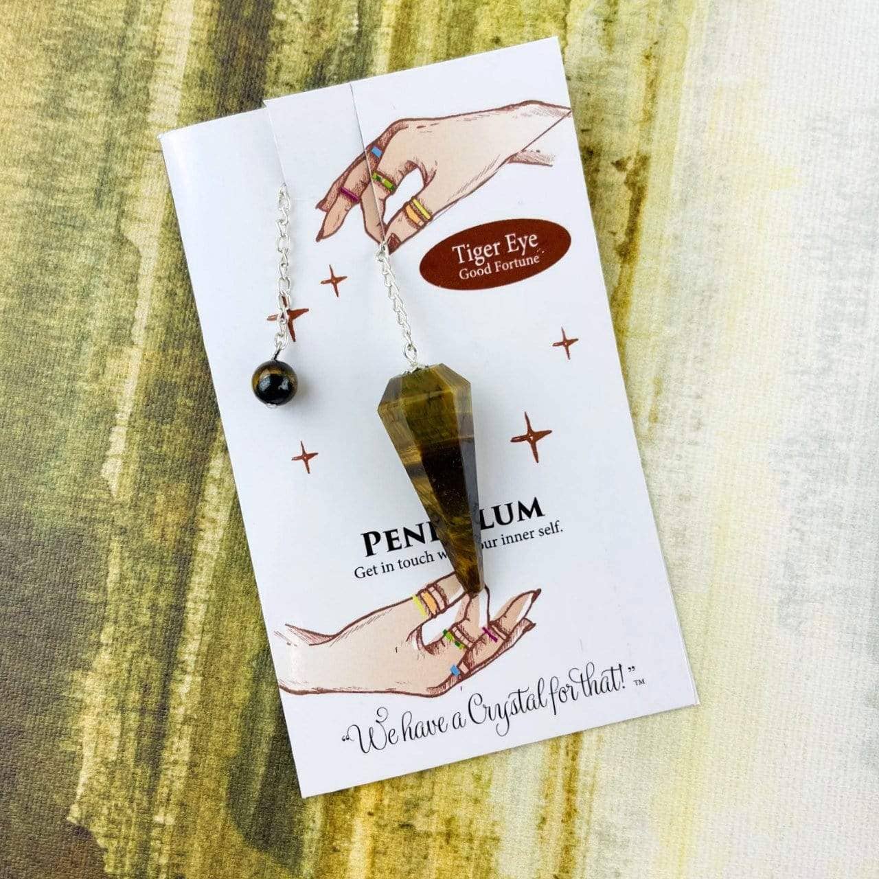 Crystal Stone Pendulum on Chain-Black Tourmaline