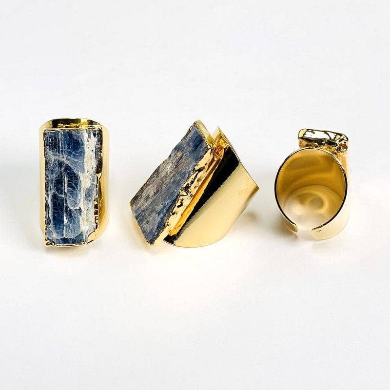 Crystal Blue Kyanite Ring with 24k Gold Electroplated Band