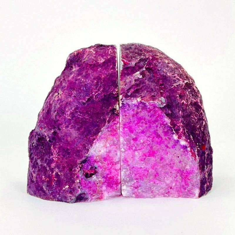 Pink Agate Geode Bookend Pair - 3 to 6 lb Crystals