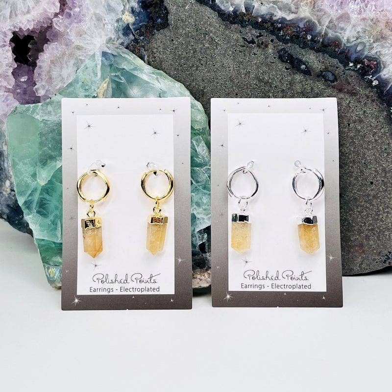 Crystal Point Earrings: Citrine / Gold