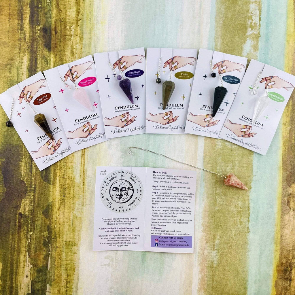 Crystal Stone Pendulum on Chain-Black Tourmaline