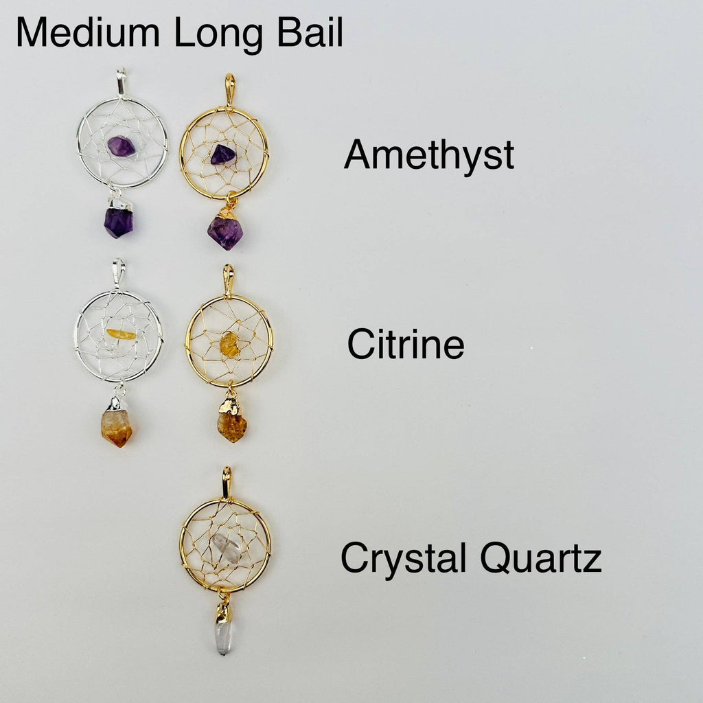 Dream Catcher Pendant with Crystal Point: Amethyst