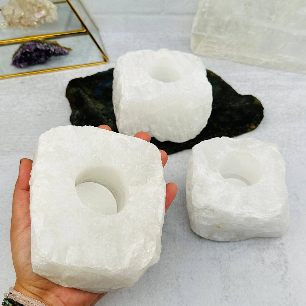 Crystal Clear Quartz Candle Holder: 1 candle holder