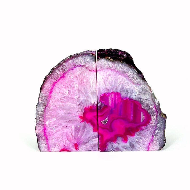 Pink Agate Geode Bookend Pair - 3 to 6 lb Crystals