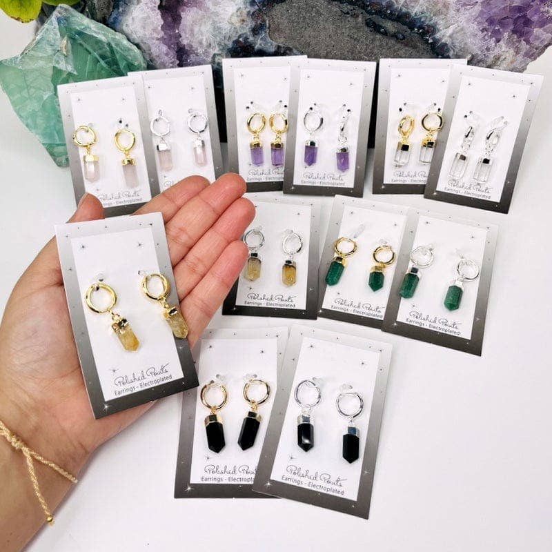 Crystal Point Earrings: Citrine / Gold