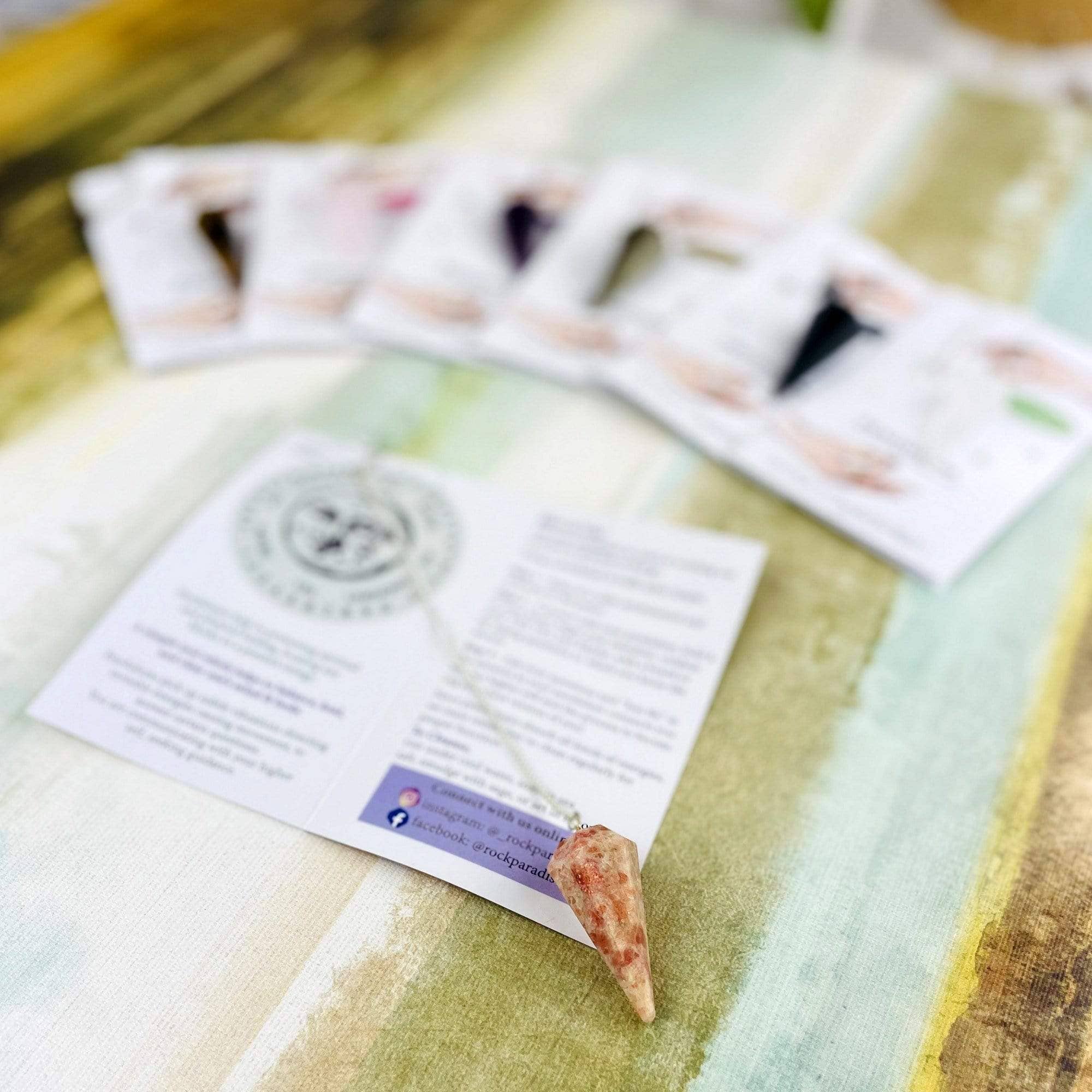 Crystal Stone Pendulum on Chain-Black Tourmaline