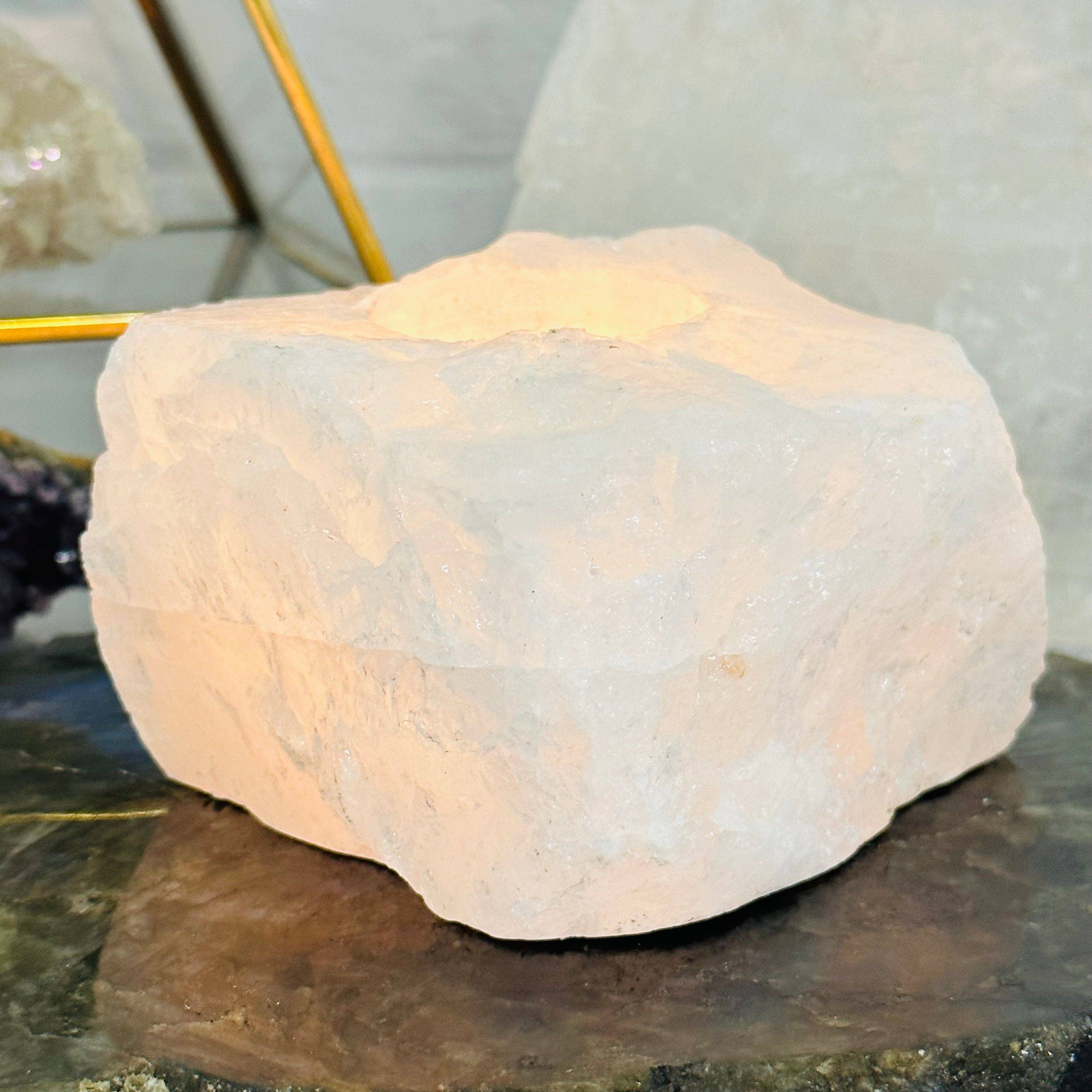 Crystal Clear Quartz Candle Holder: 1 candle holder